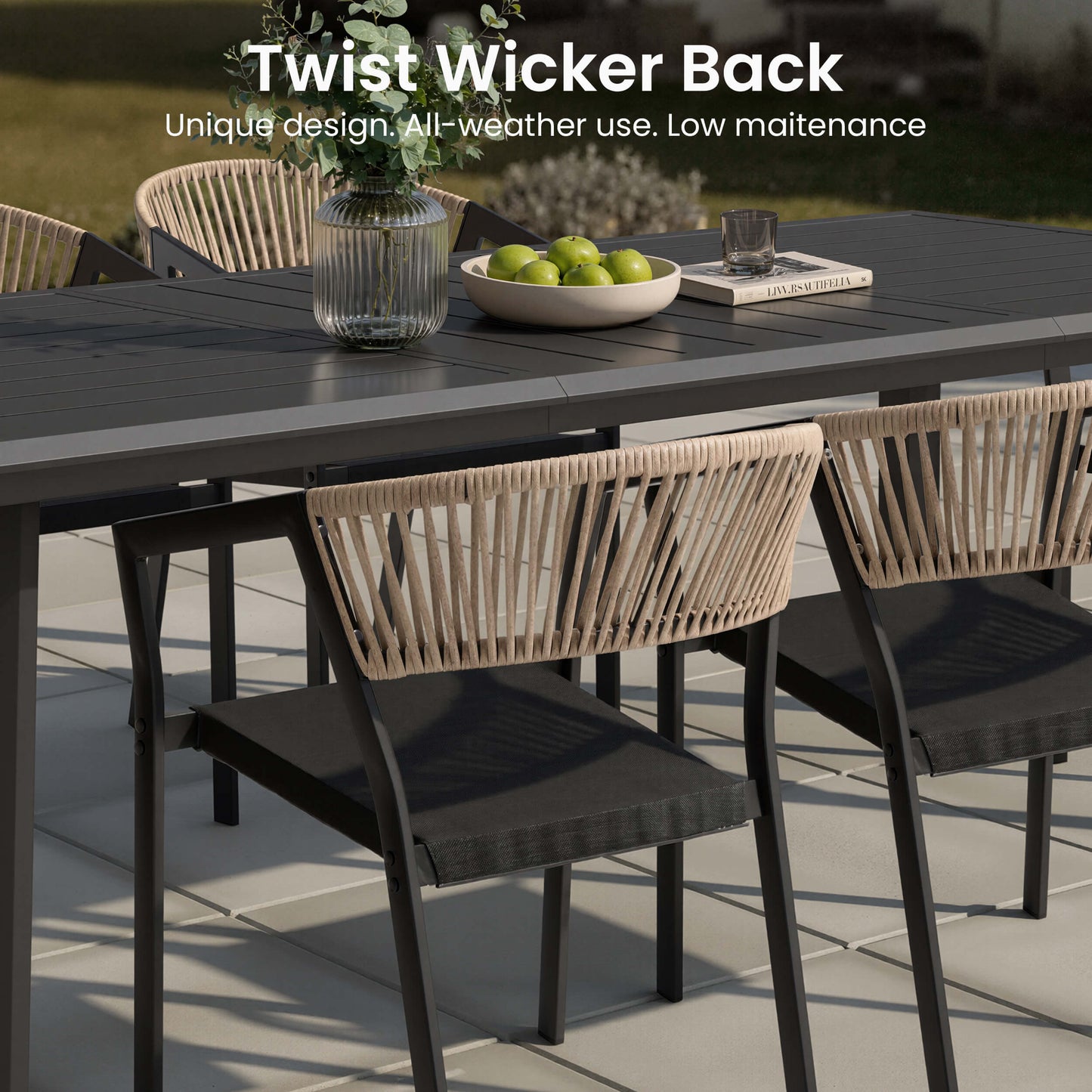 Aluminum Dining Set with Umbrella Hole & Chairs