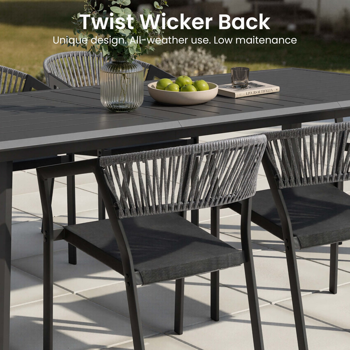 Aluminum Dining Set with Umbrella Hole & Chairs