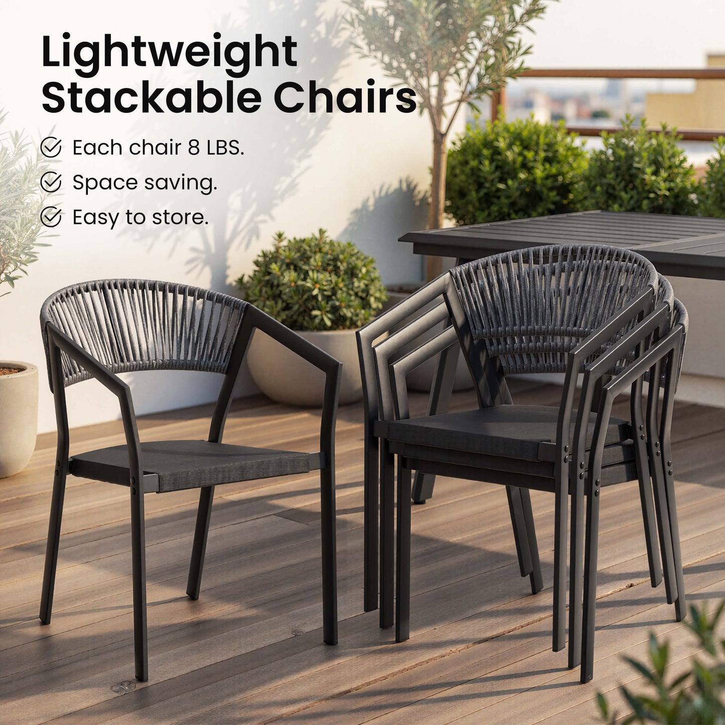 Aluminum Dining Set with Umbrella Hole & Chairs