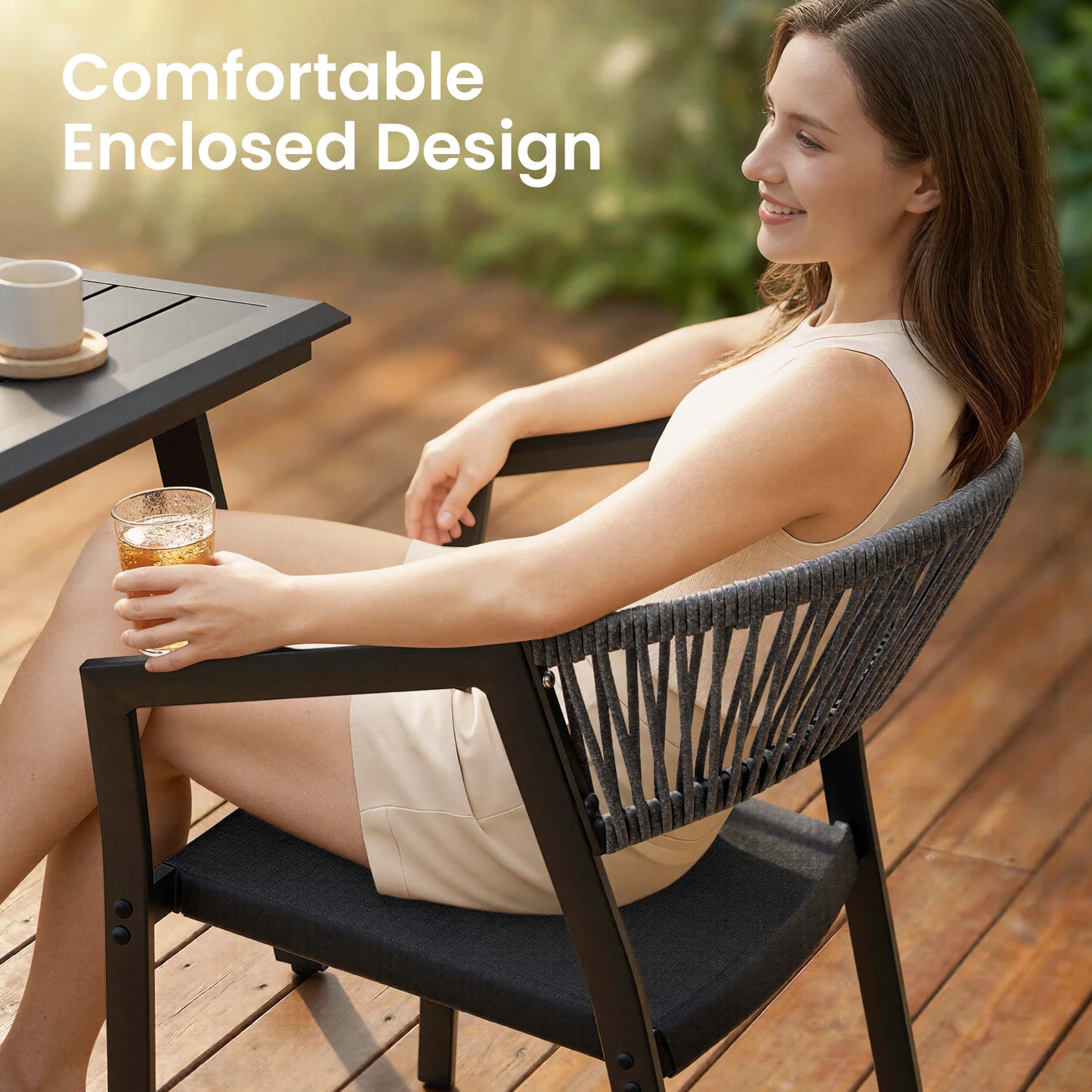 Aluminum Dining Set with Umbrella Hole & Chairs