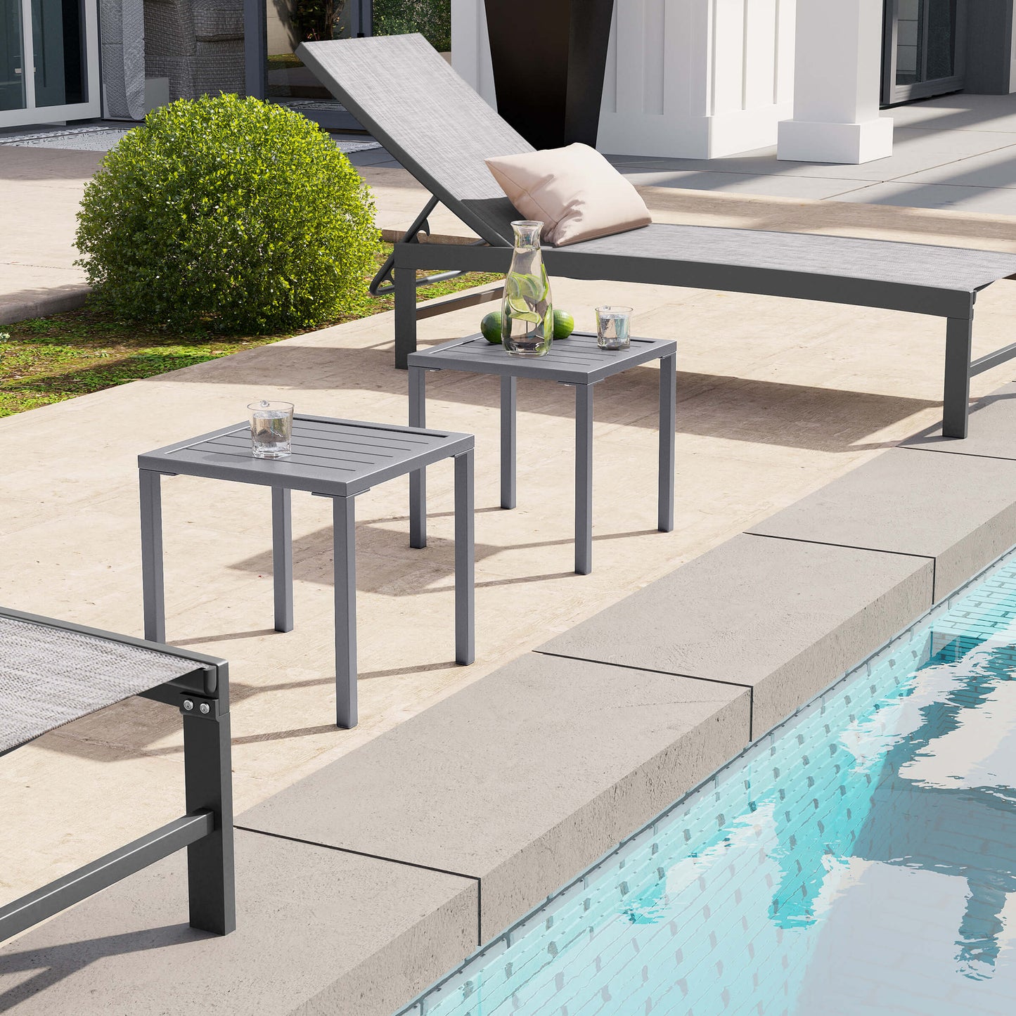 16x16" Aluminum Outdoor Square Side Table