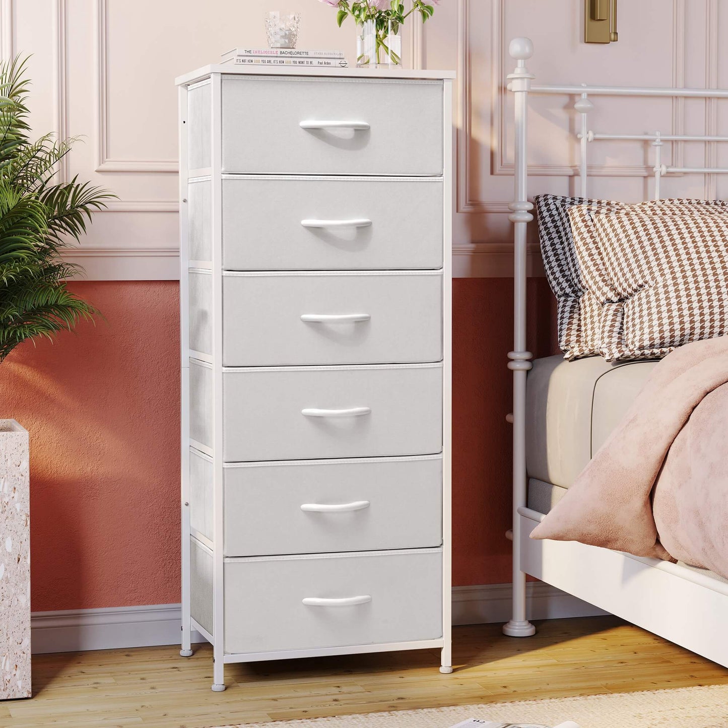 6-Drawer Rattan Fabric Storage Cabinet