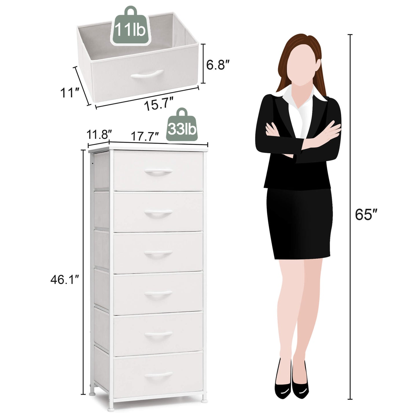 6-Drawer Rattan Fabric Storage Cabinet