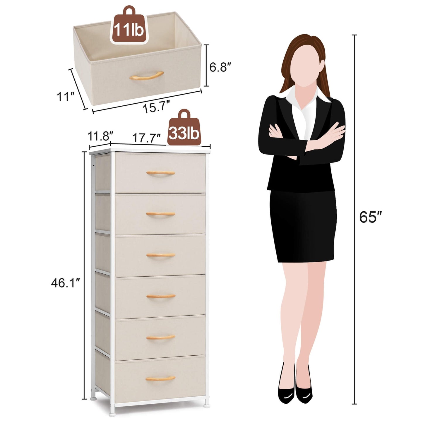 6-Drawer Rattan Fabric Storage Cabinet