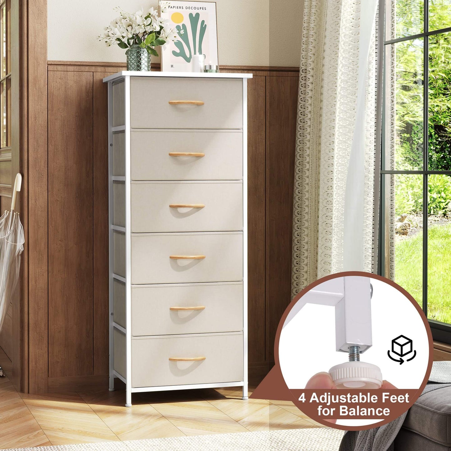 6-Drawer Rattan Fabric Storage Cabinet