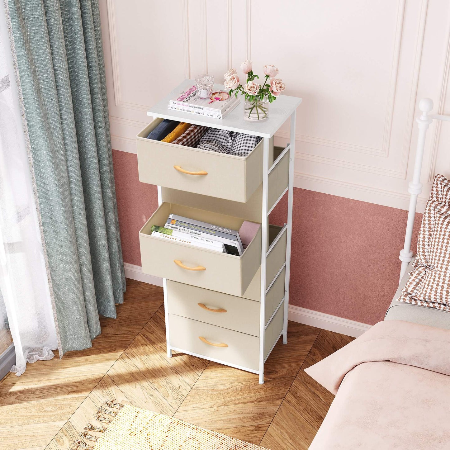 6-Drawer Rattan Fabric Storage Cabinet