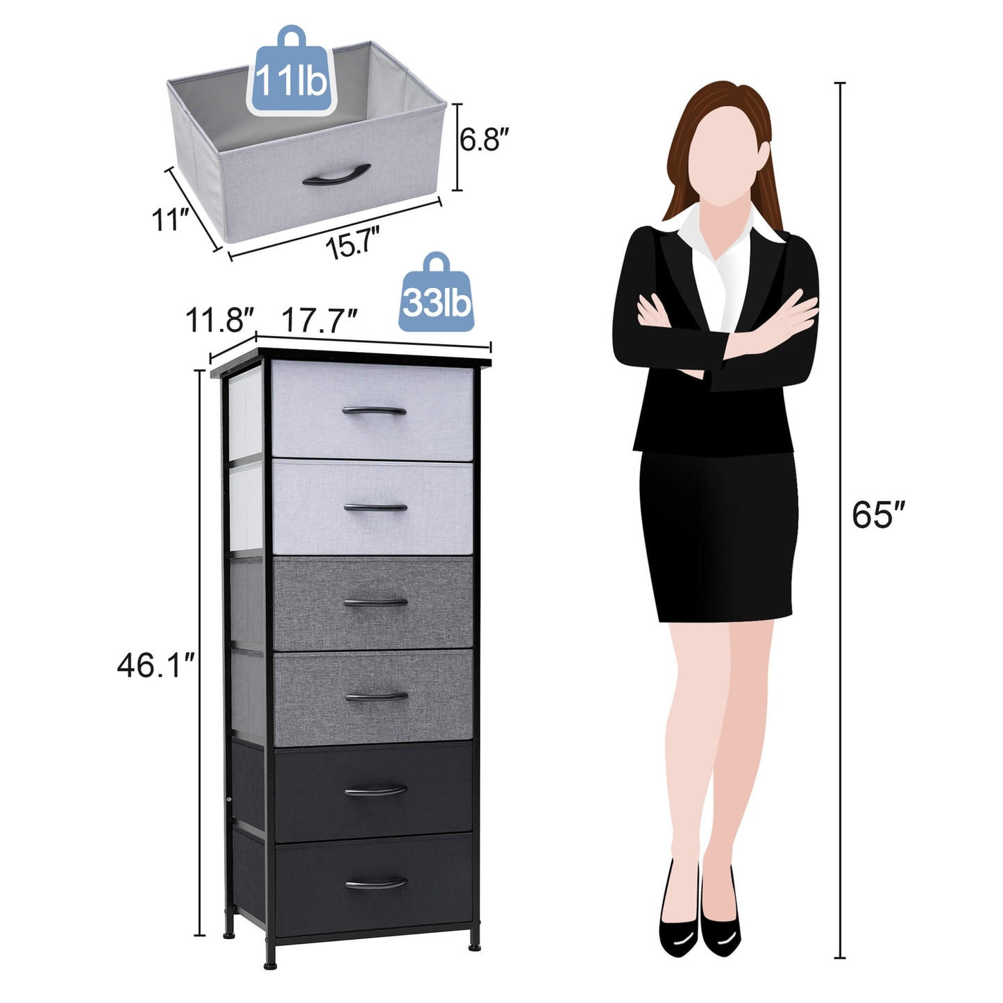 6-Drawer Rattan Fabric Storage Cabinet
