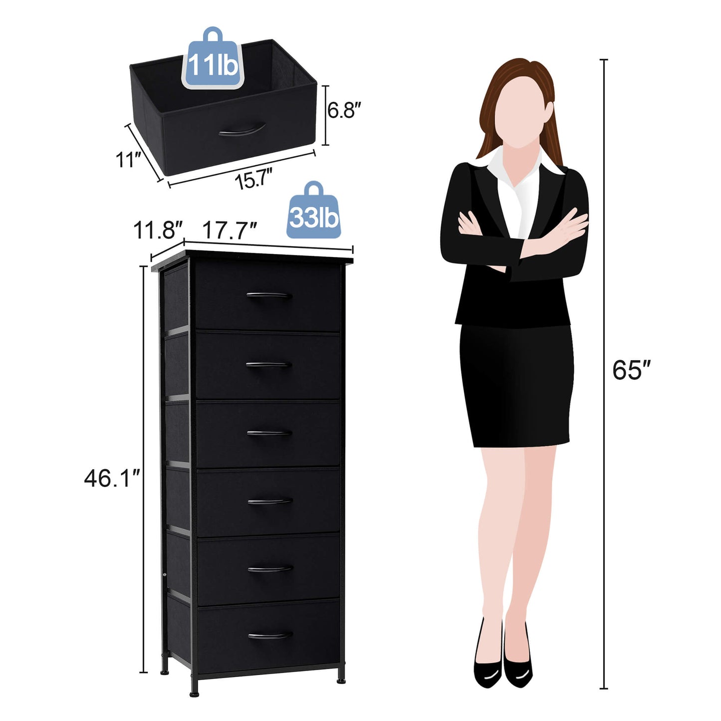 6-Drawer Rattan Fabric Storage Cabinet