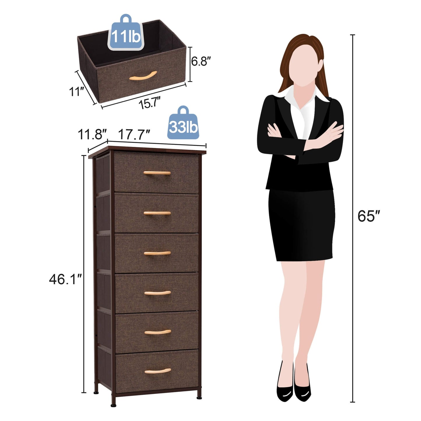 6-Drawer Rattan Fabric Storage Cabinet