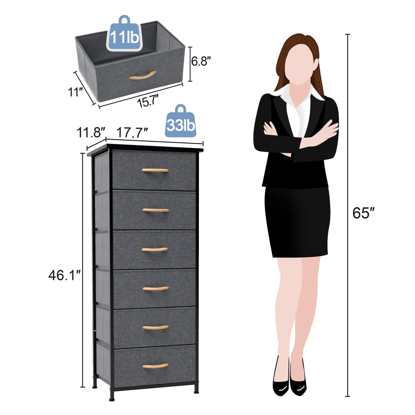 6-Drawer Rattan Fabric Storage Cabinet