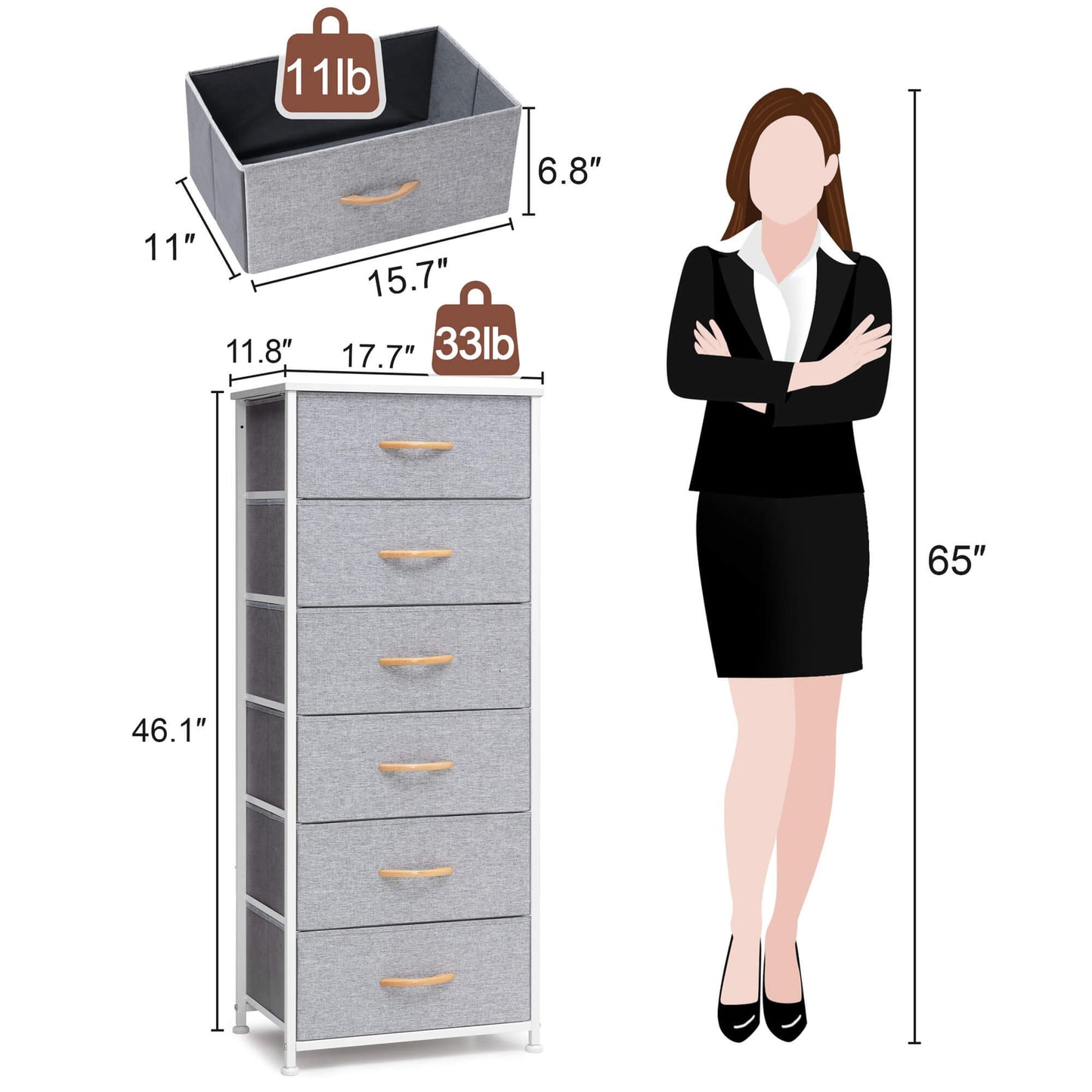 6-Drawer Rattan Fabric Storage Cabinet