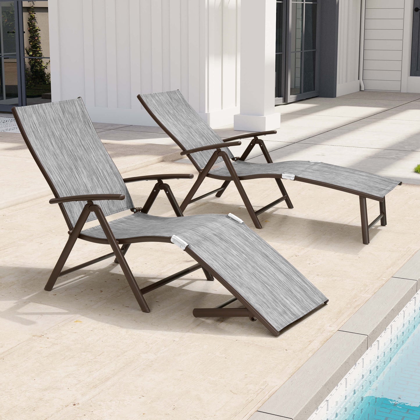 Foldable & Adjustable Aluminum Outdoor Chaise Lounge
