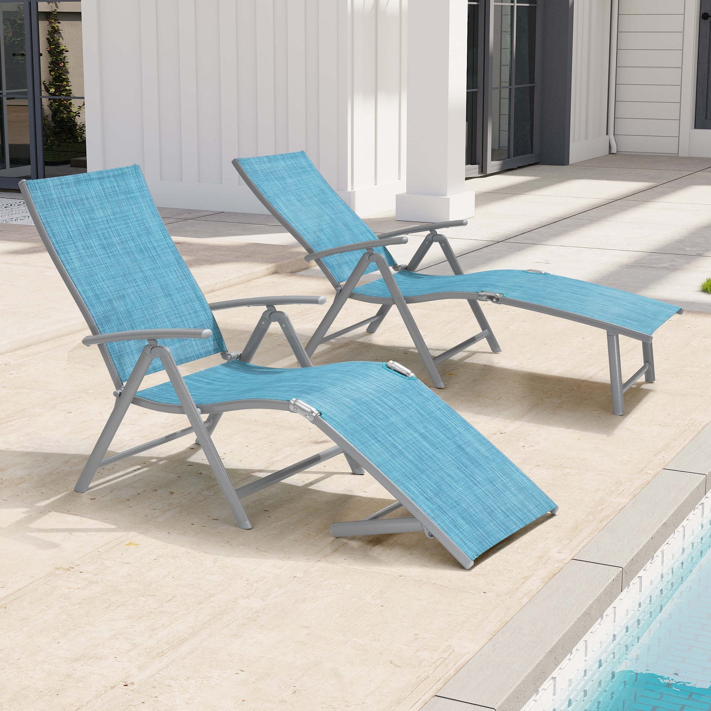 Foldable & Adjustable Aluminum Outdoor Chaise Lounge