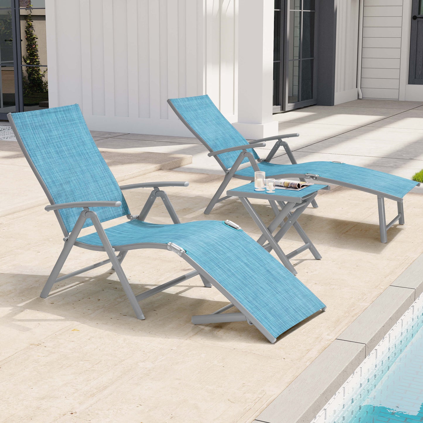 Foldable & Adjustable Aluminum Outdoor Chaise Lounge
