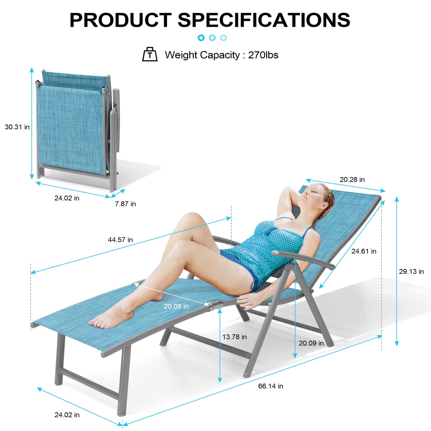 Foldable & Adjustable Aluminum Outdoor Chaise Lounge