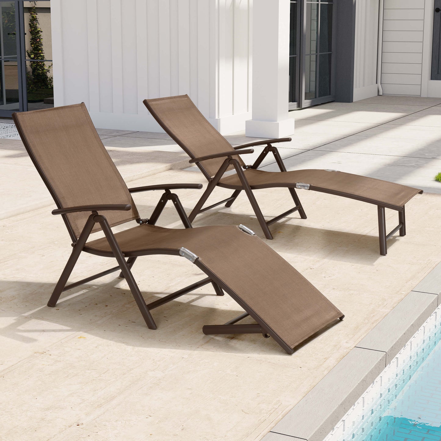 Foldable & Adjustable Aluminum Outdoor Chaise Lounge