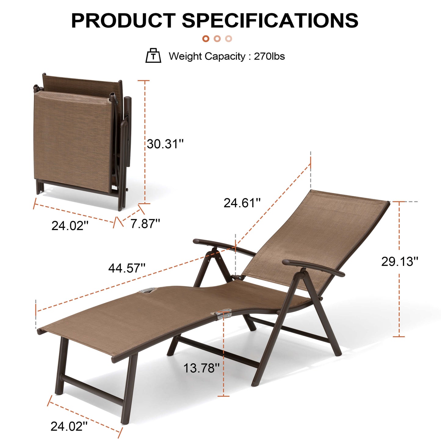 Foldable & Adjustable Aluminum Outdoor Chaise Lounge