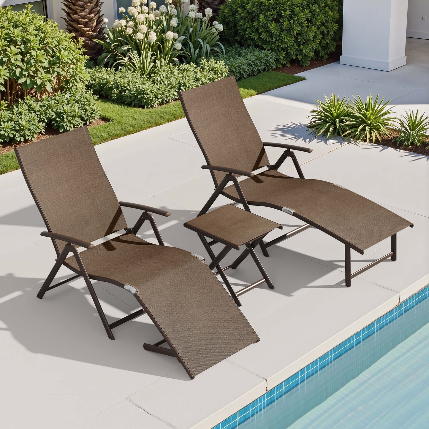Foldable & Adjustable Aluminum Outdoor Chaise Lounge