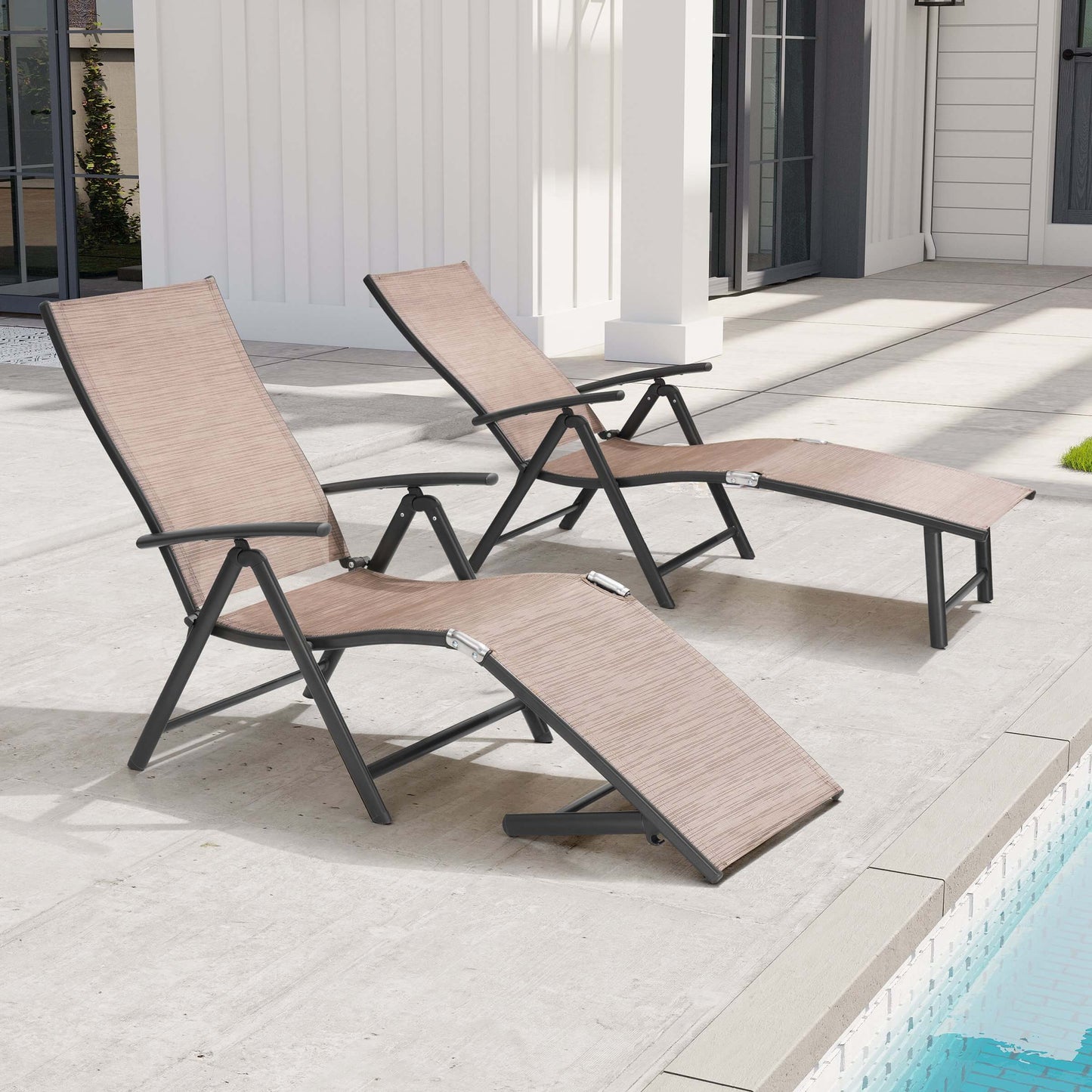 Foldable & Adjustable Aluminum Outdoor Chaise Lounge