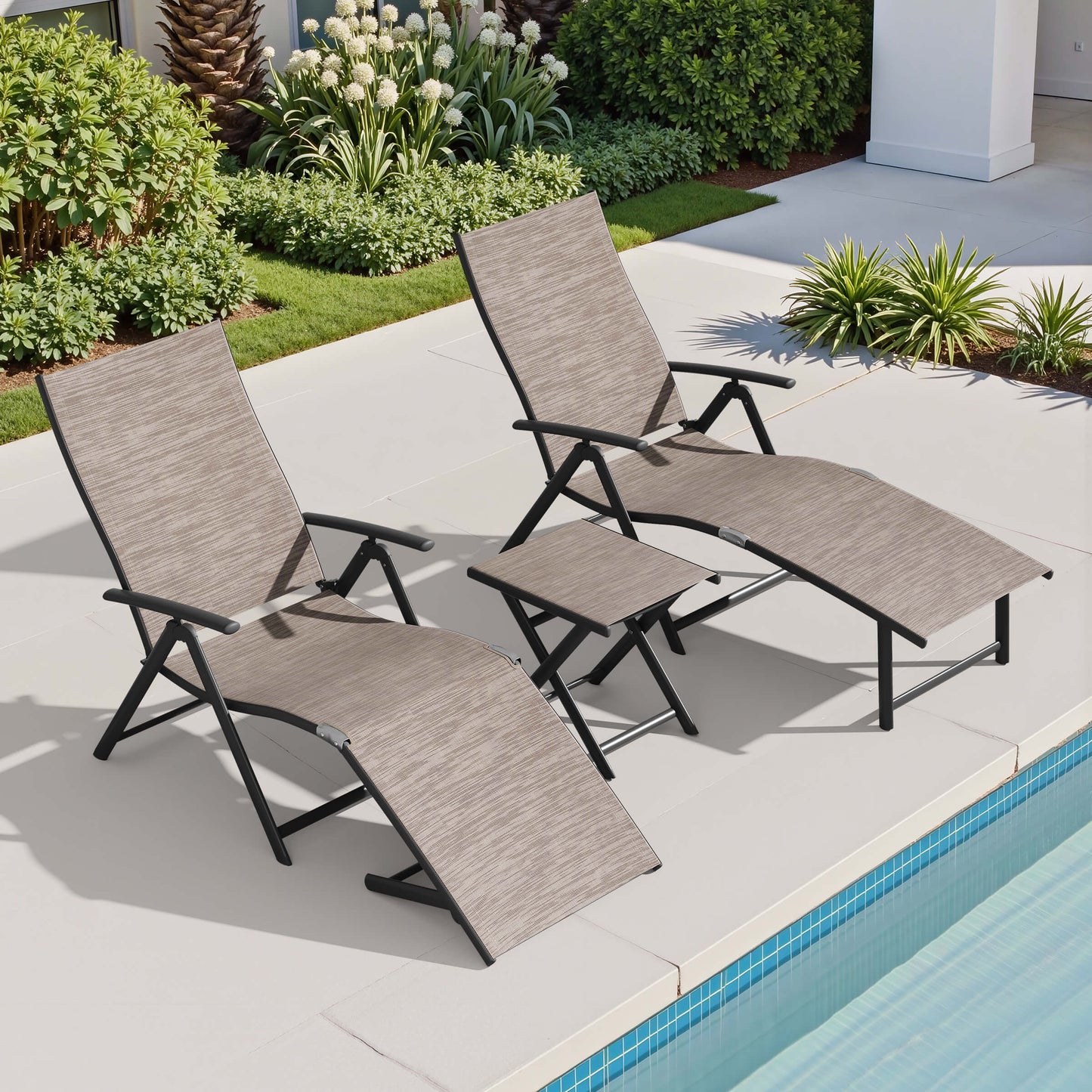 Foldable & Adjustable Aluminum Outdoor Chaise Lounge