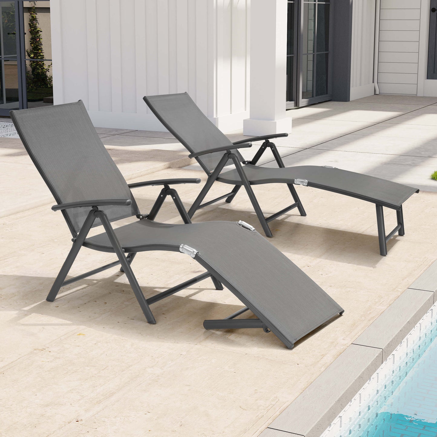 Foldable & Adjustable Aluminum Outdoor Chaise Lounge
