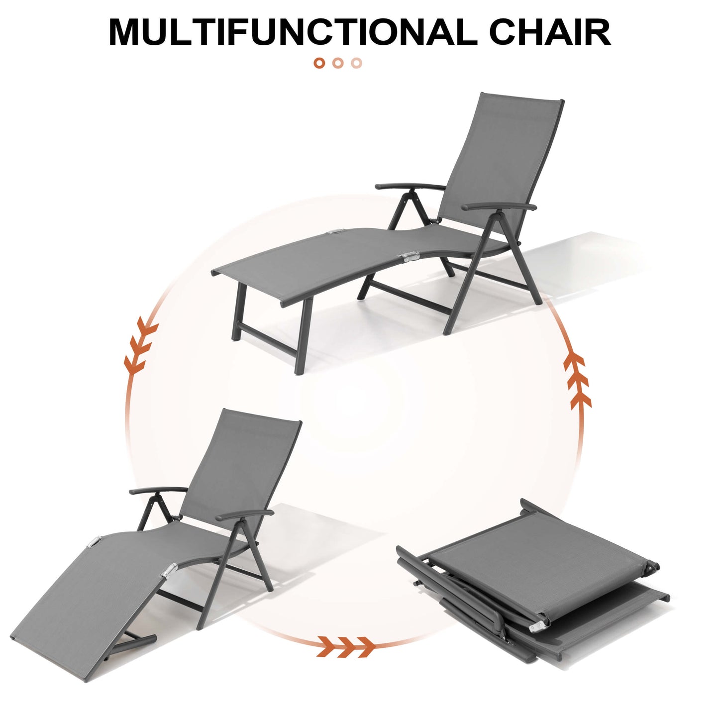 Foldable & Adjustable Aluminum Outdoor Chaise Lounge