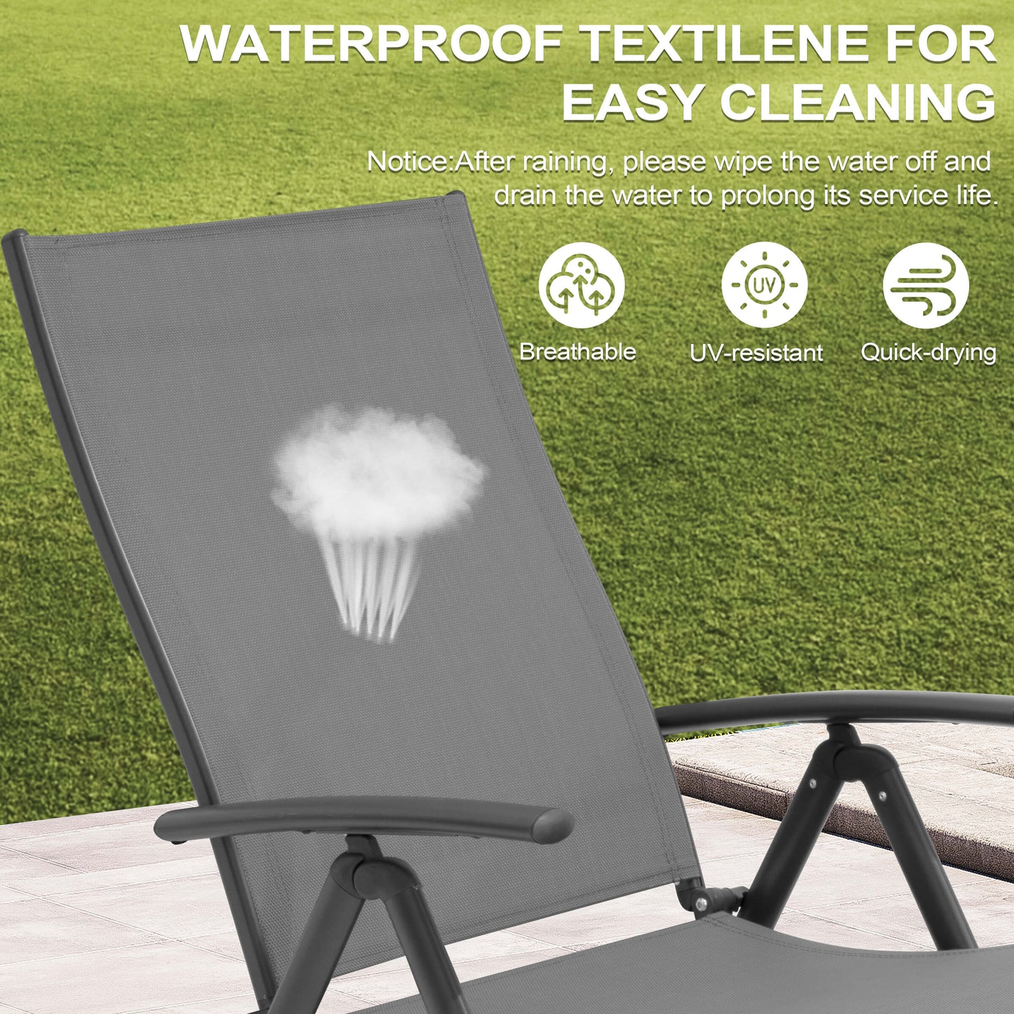 Foldable & Adjustable Aluminum Outdoor Chaise Lounge