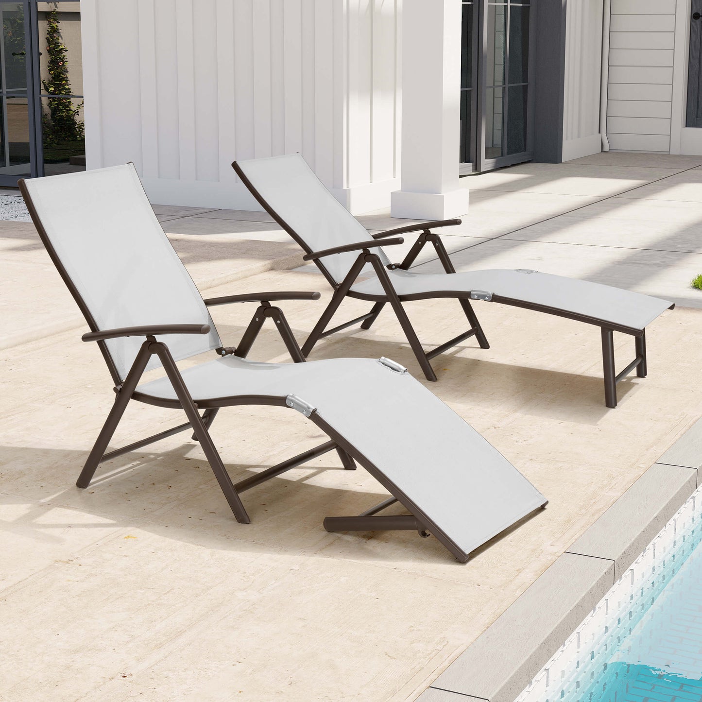 Foldable & Adjustable Aluminum Outdoor Chaise Lounge