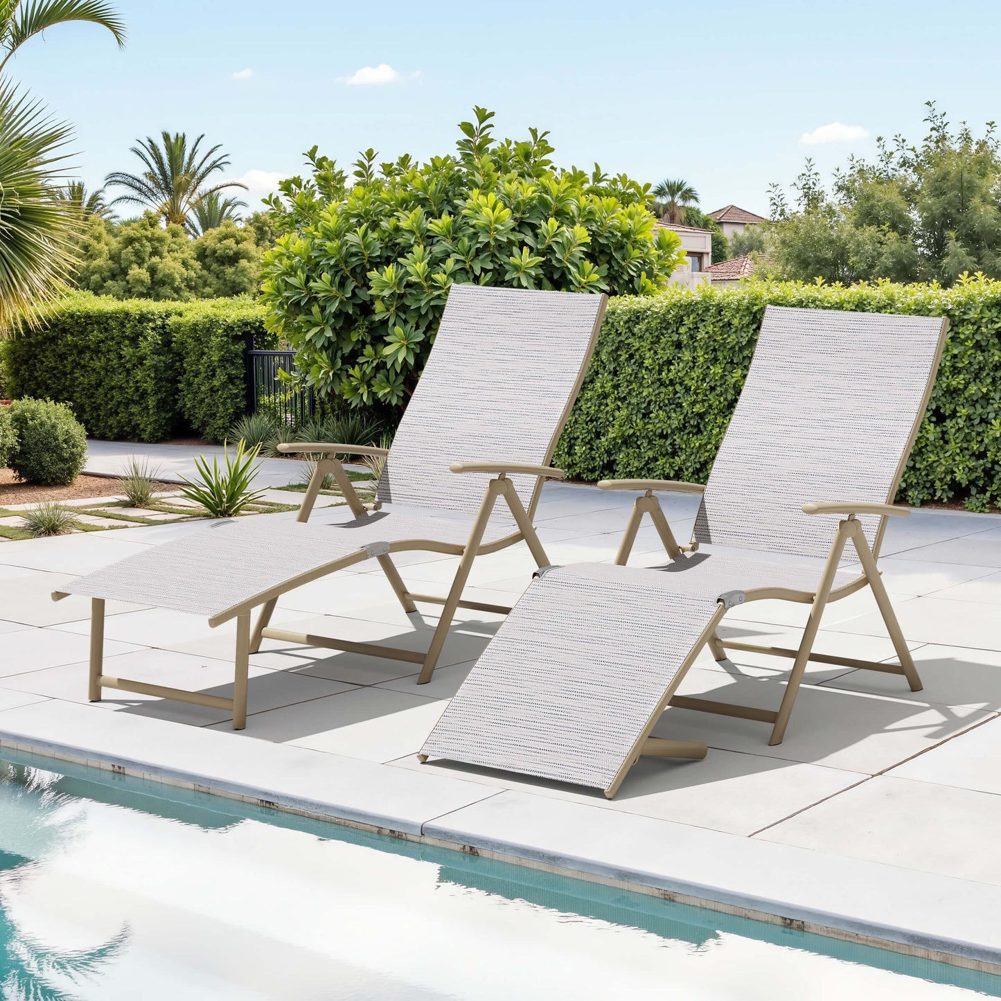 Foldable & Adjustable Aluminum Outdoor Chaise Lounge