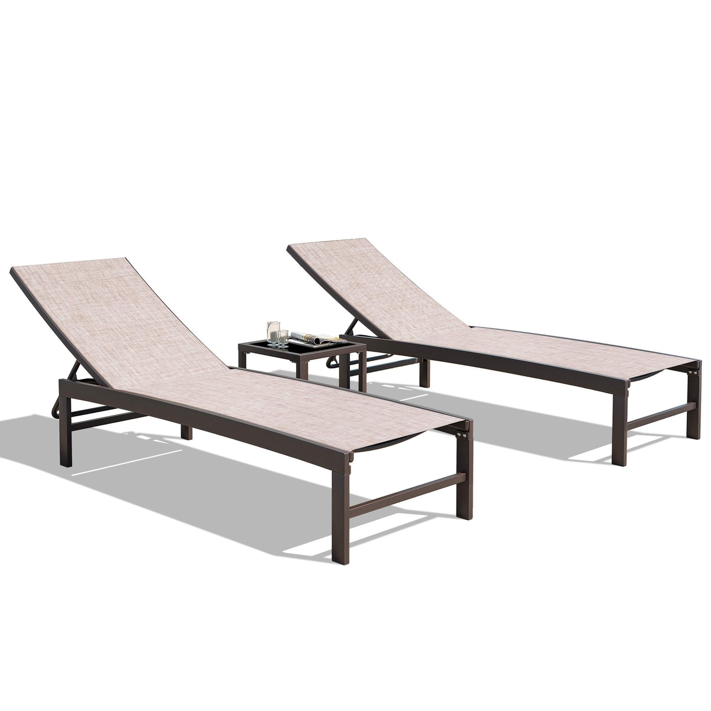 Aluminum/Steel Adjustable Outdoor Chaise Lounge Chair