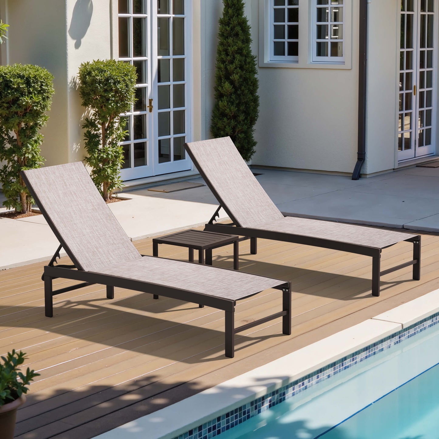 Aluminum/Steel Adjustable Outdoor Chaise Lounge Chair