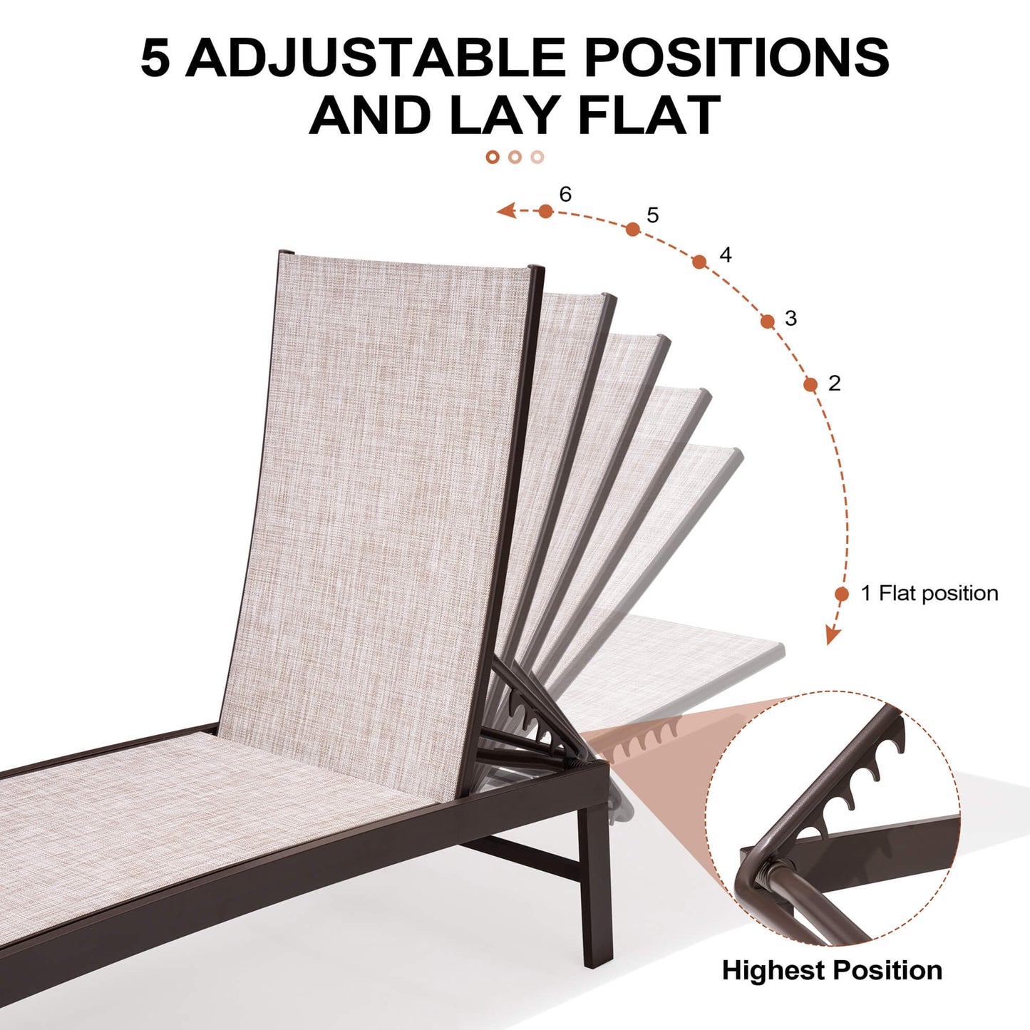 Aluminum/Steel Adjustable Outdoor Chaise Lounge Chair