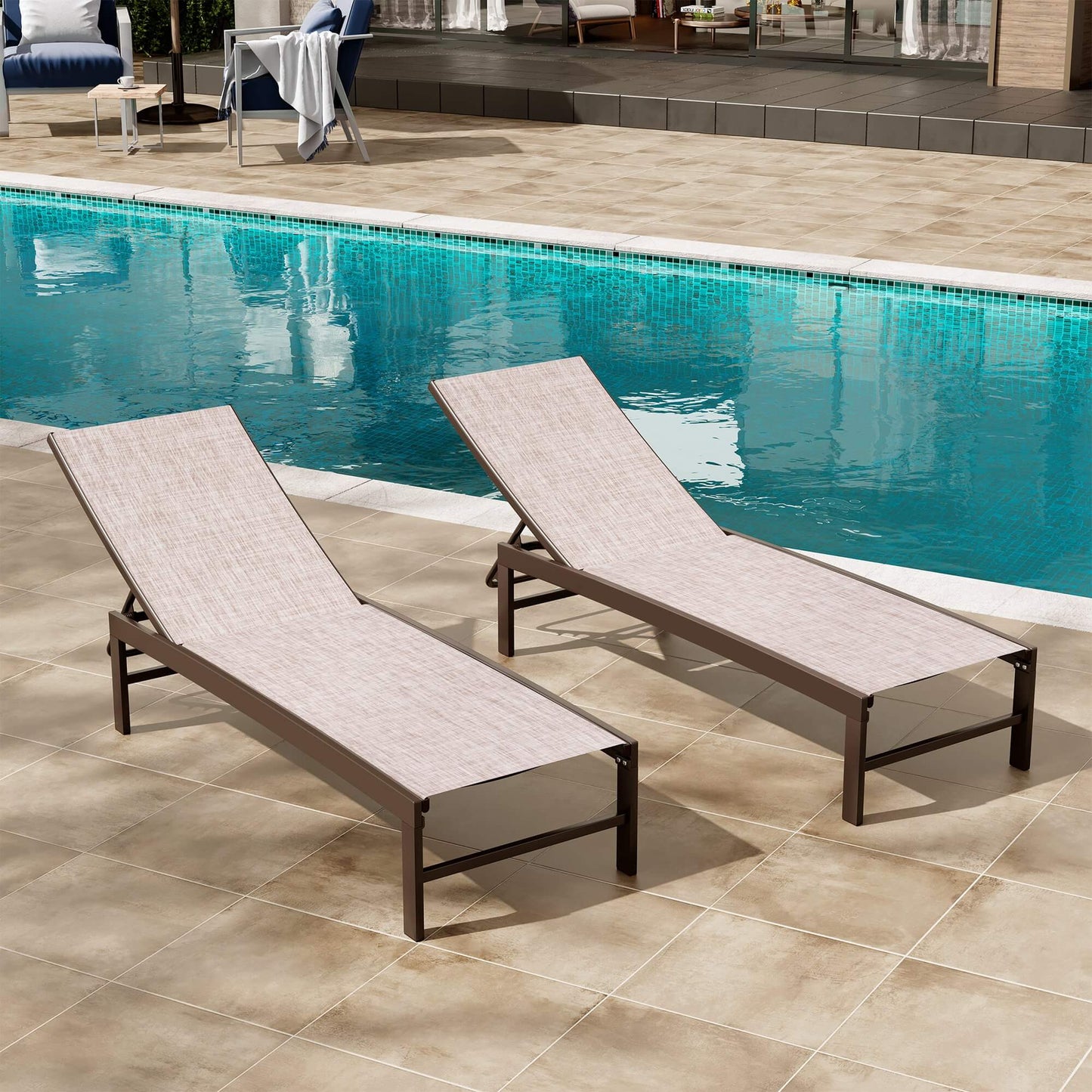 Aluminum/Steel Adjustable Outdoor Chaise Lounge Chair