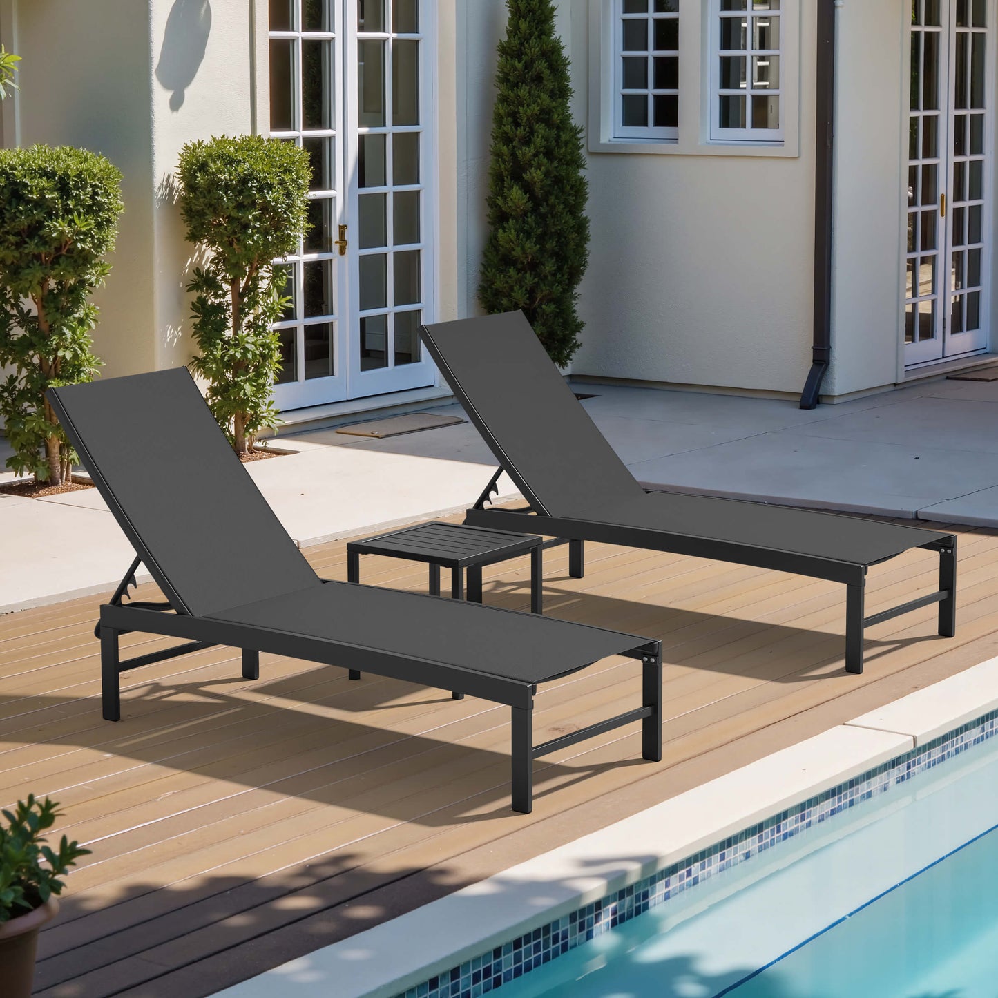 Aluminum/Steel Adjustable Outdoor Chaise Lounge Chair