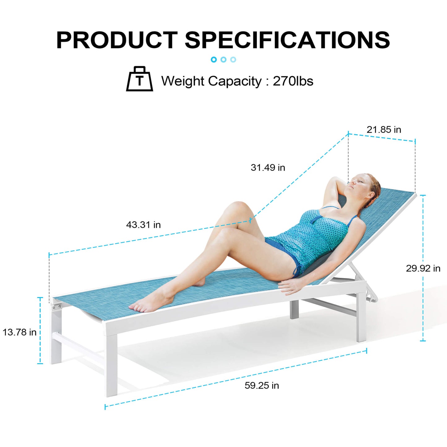 Aluminum/Steel Adjustable Outdoor Chaise Lounge Chair