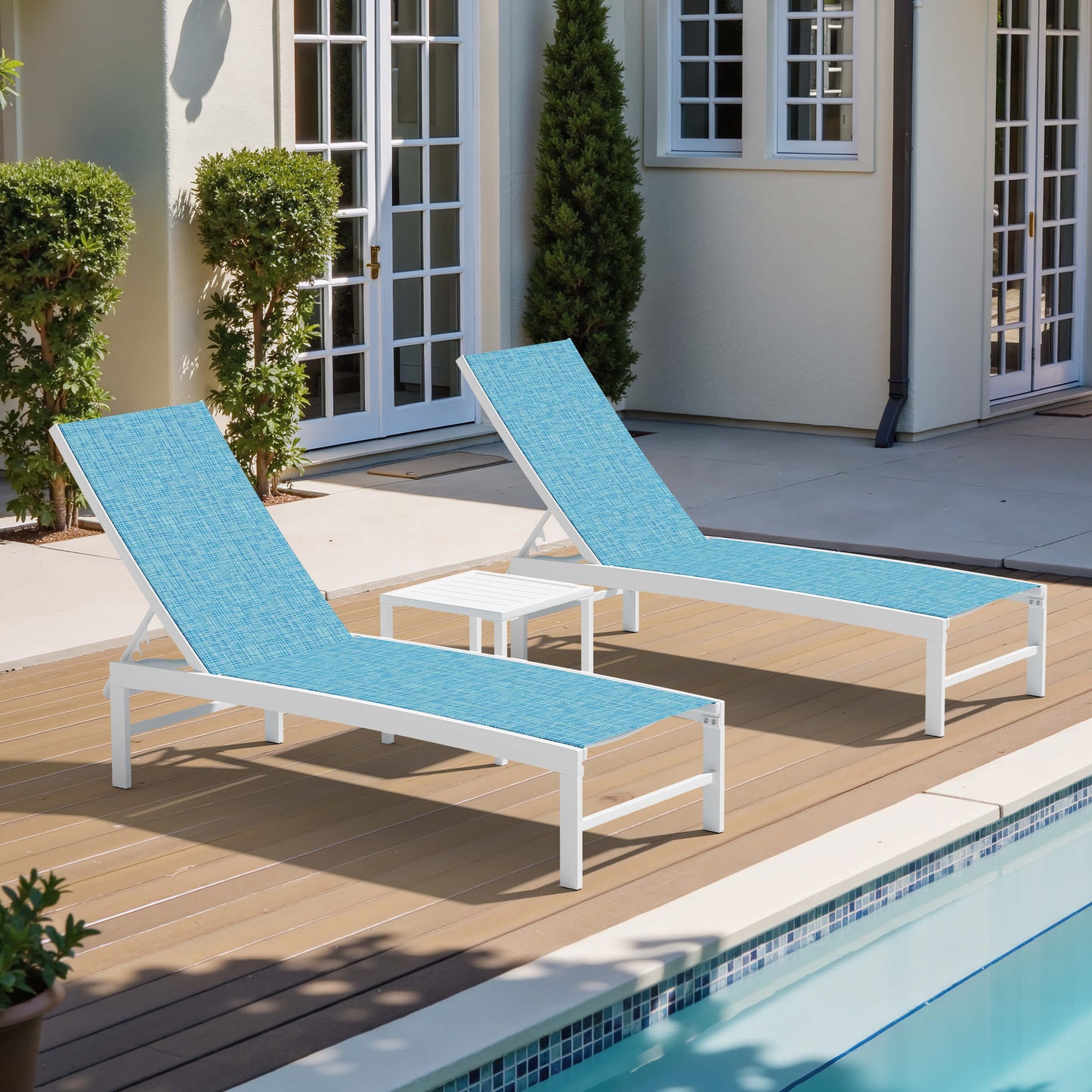 Aluminum/Steel Adjustable Outdoor Chaise Lounge Chair