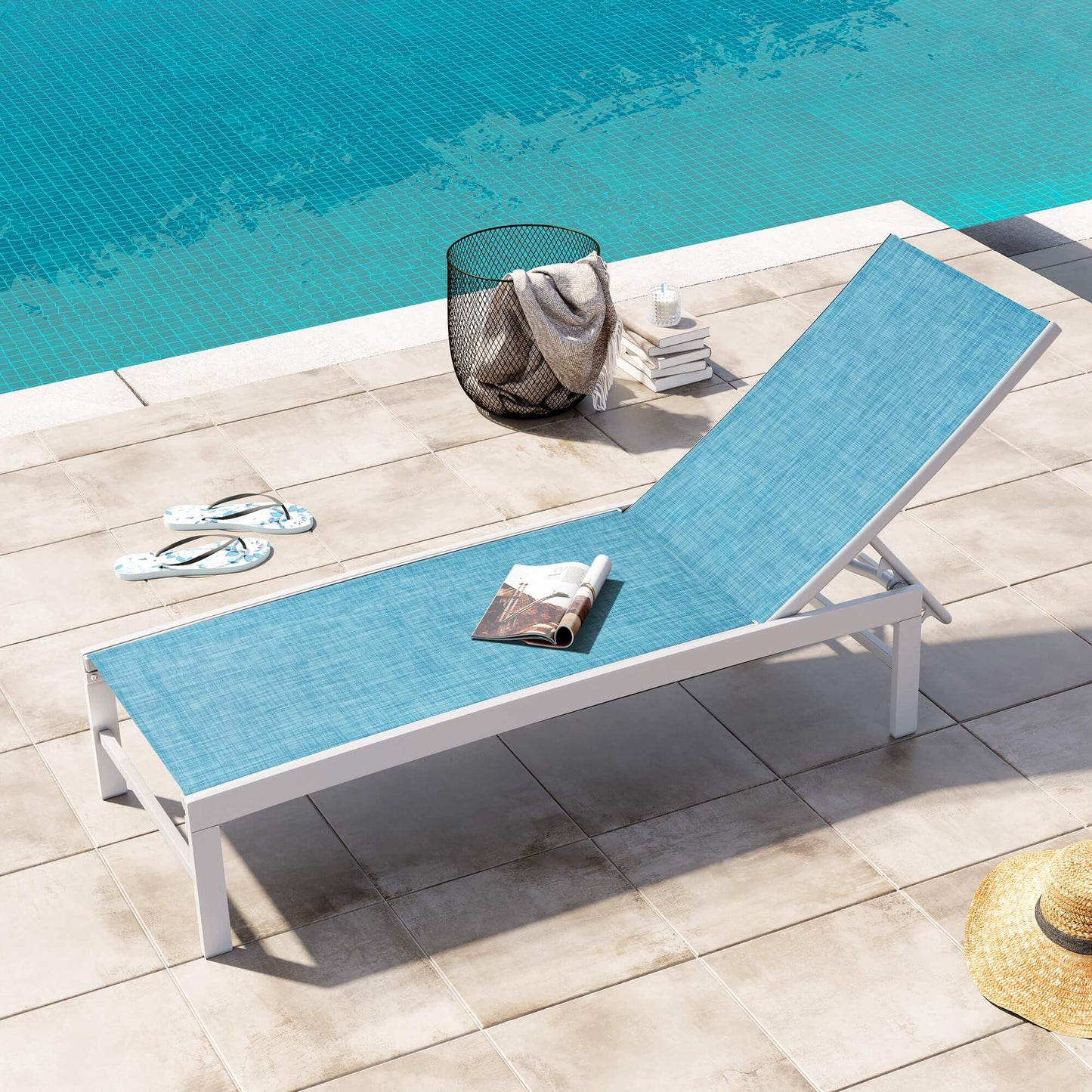 Aluminum/Steel Adjustable Outdoor Chaise Lounge Chair