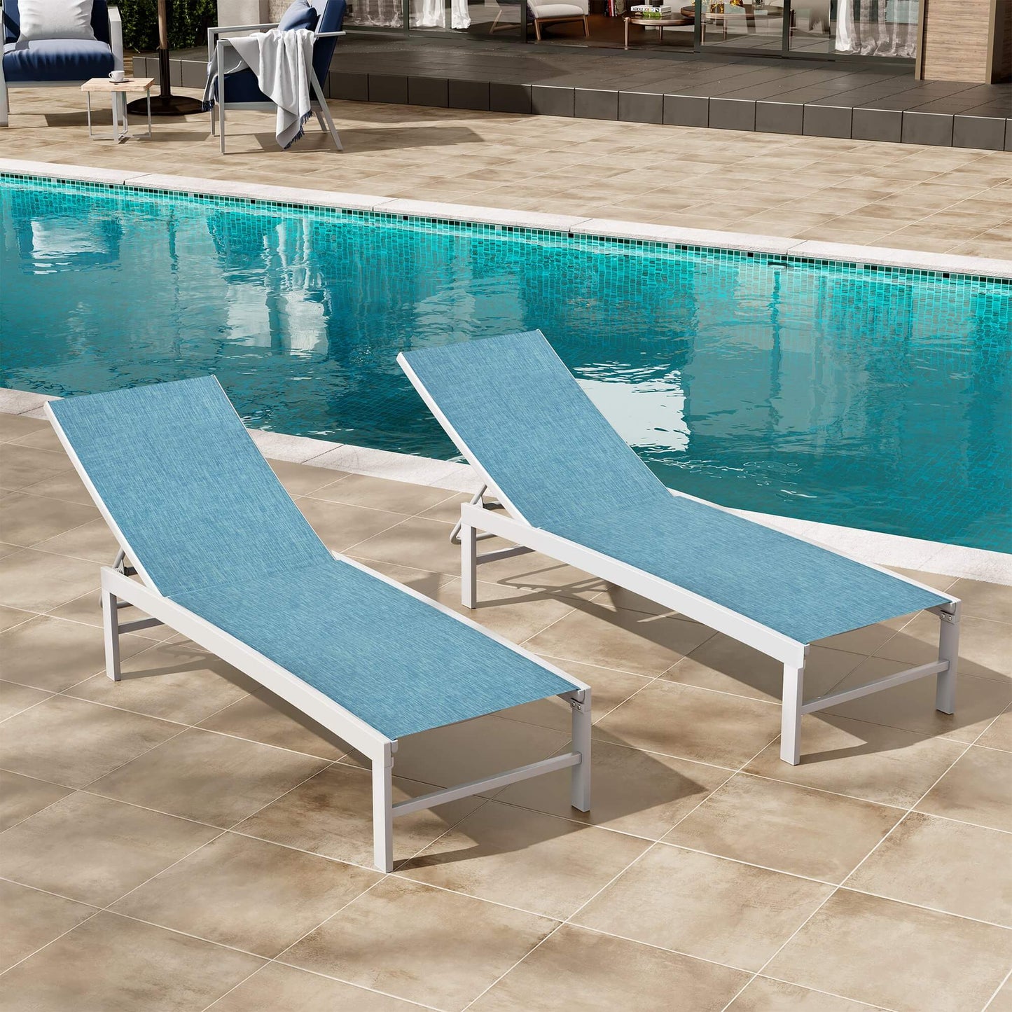 Aluminum/Steel Adjustable Outdoor Chaise Lounge Chair
