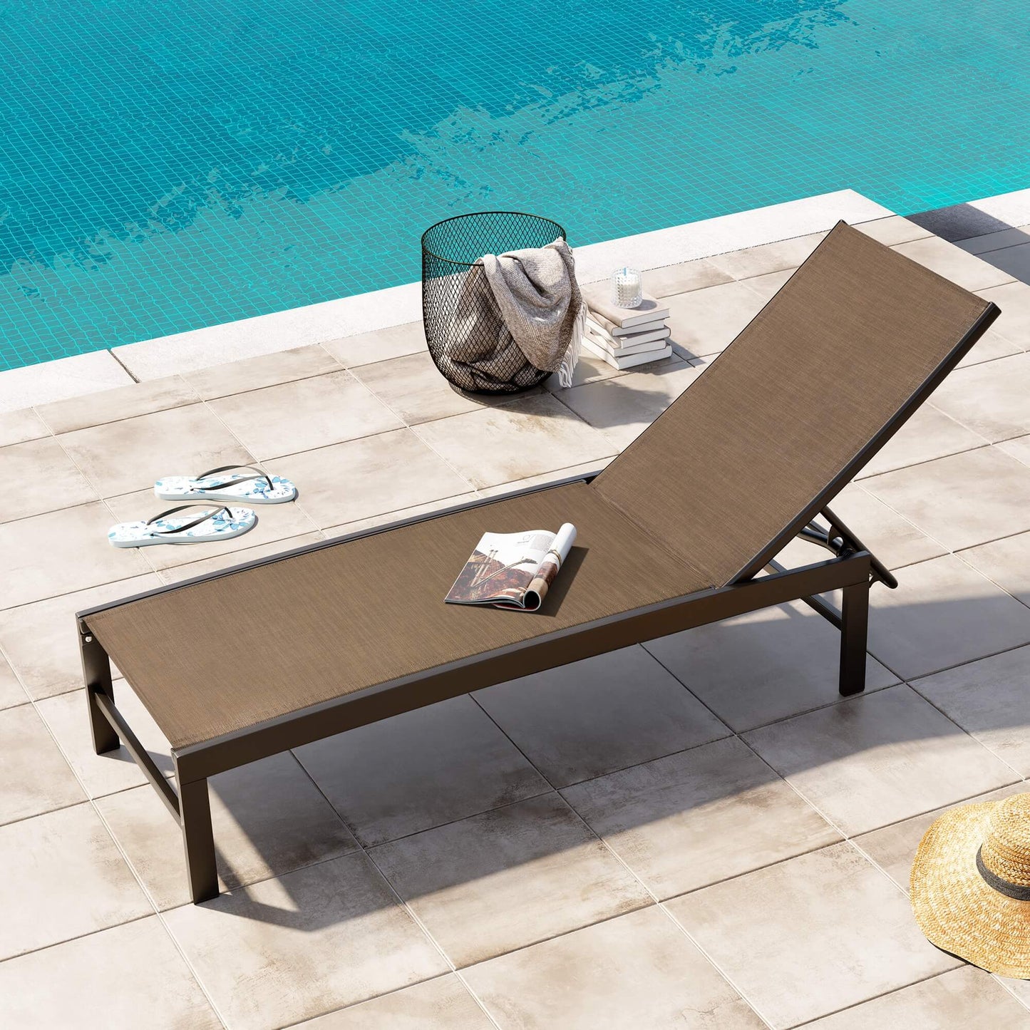 Aluminum/Steel Adjustable Outdoor Chaise Lounge Chair