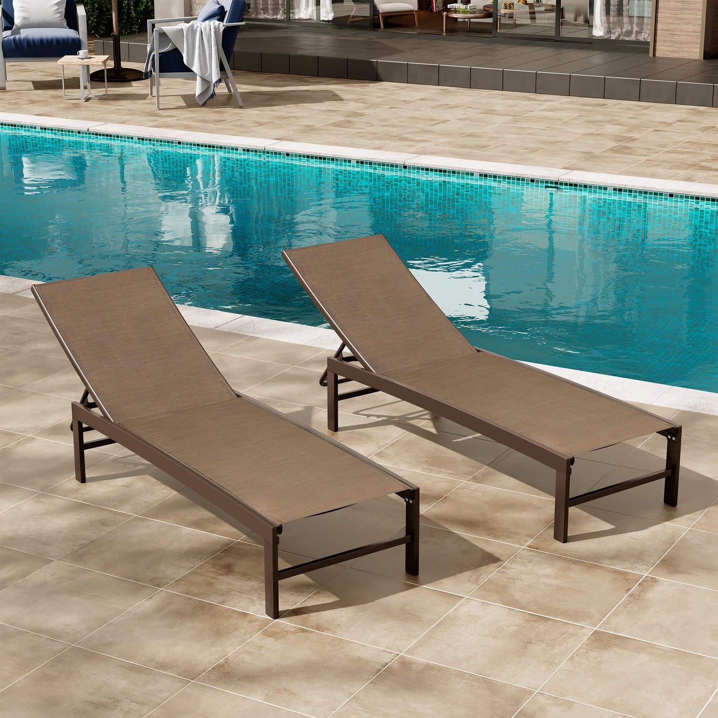 Aluminum/Steel Adjustable Outdoor Chaise Lounge Chair