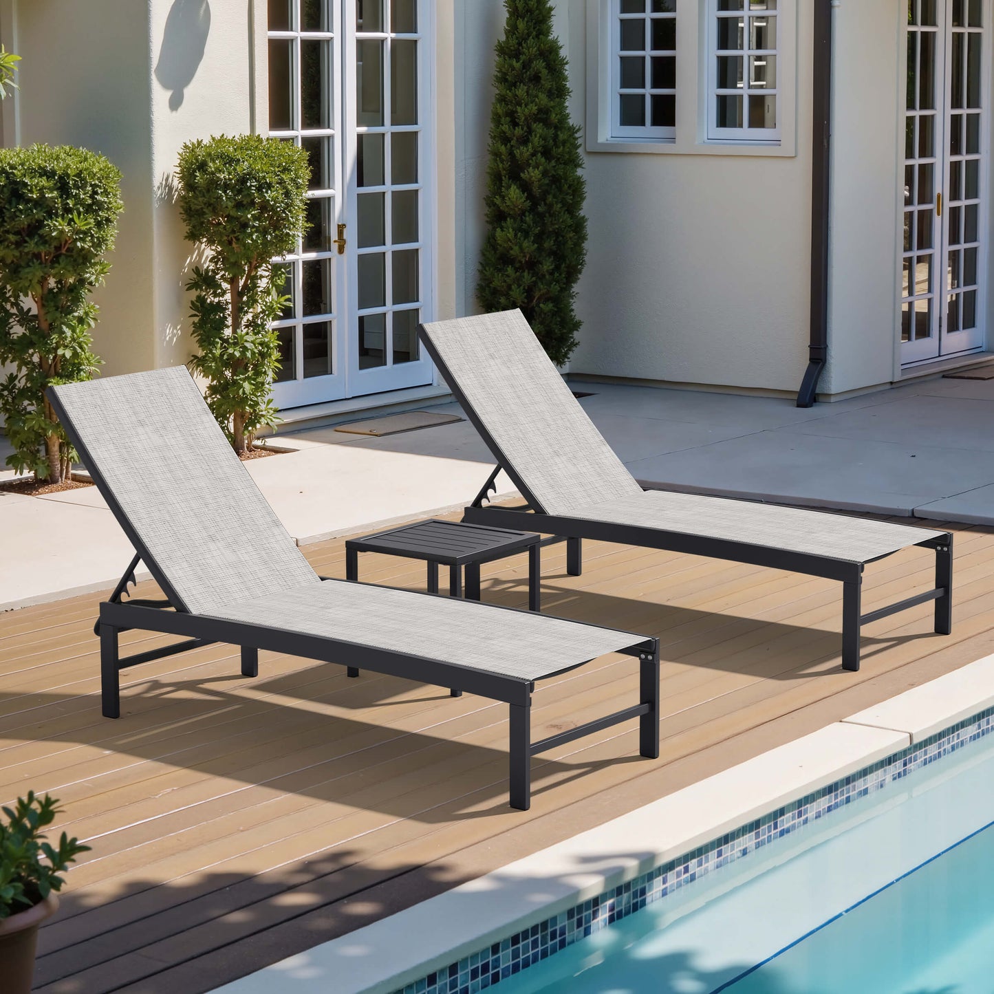 Aluminum/Steel Adjustable Outdoor Chaise Lounge Chair