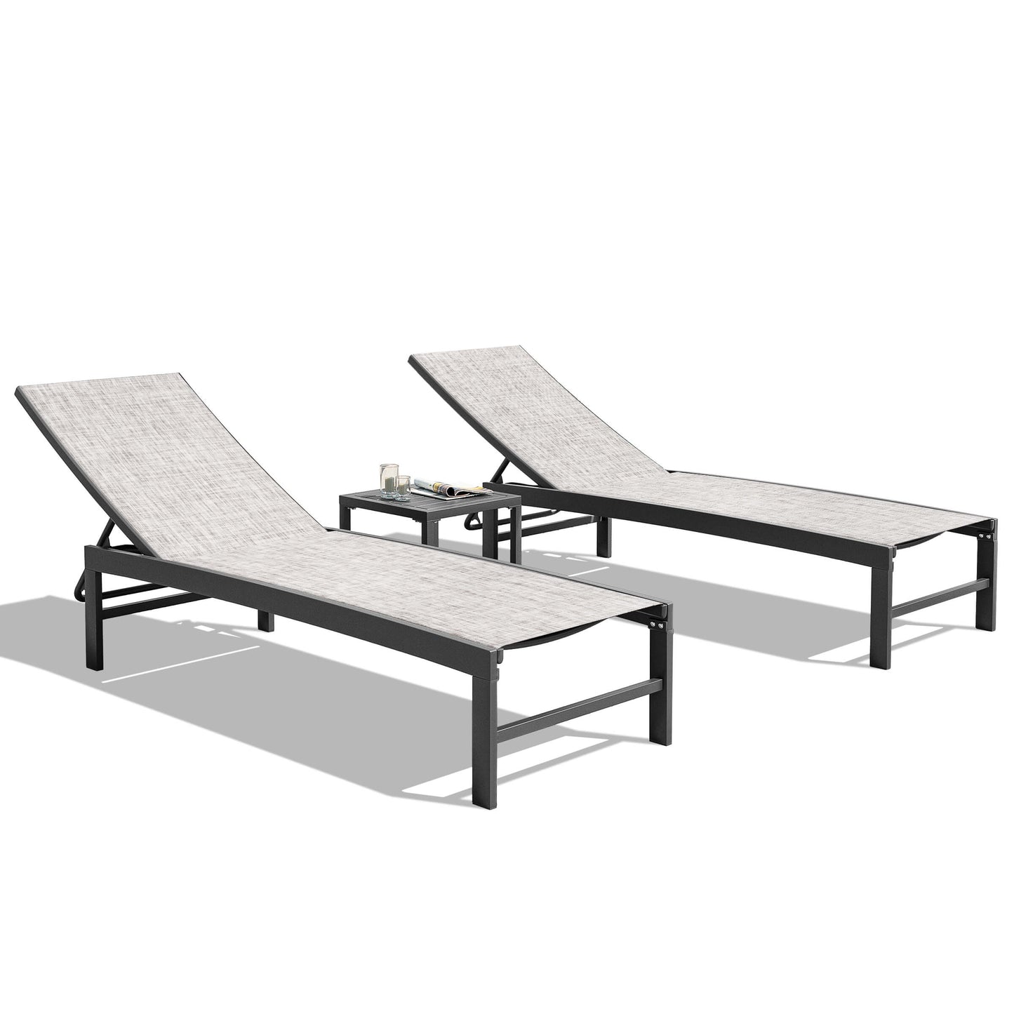 Aluminum/Steel Adjustable Outdoor Chaise Lounge Chair