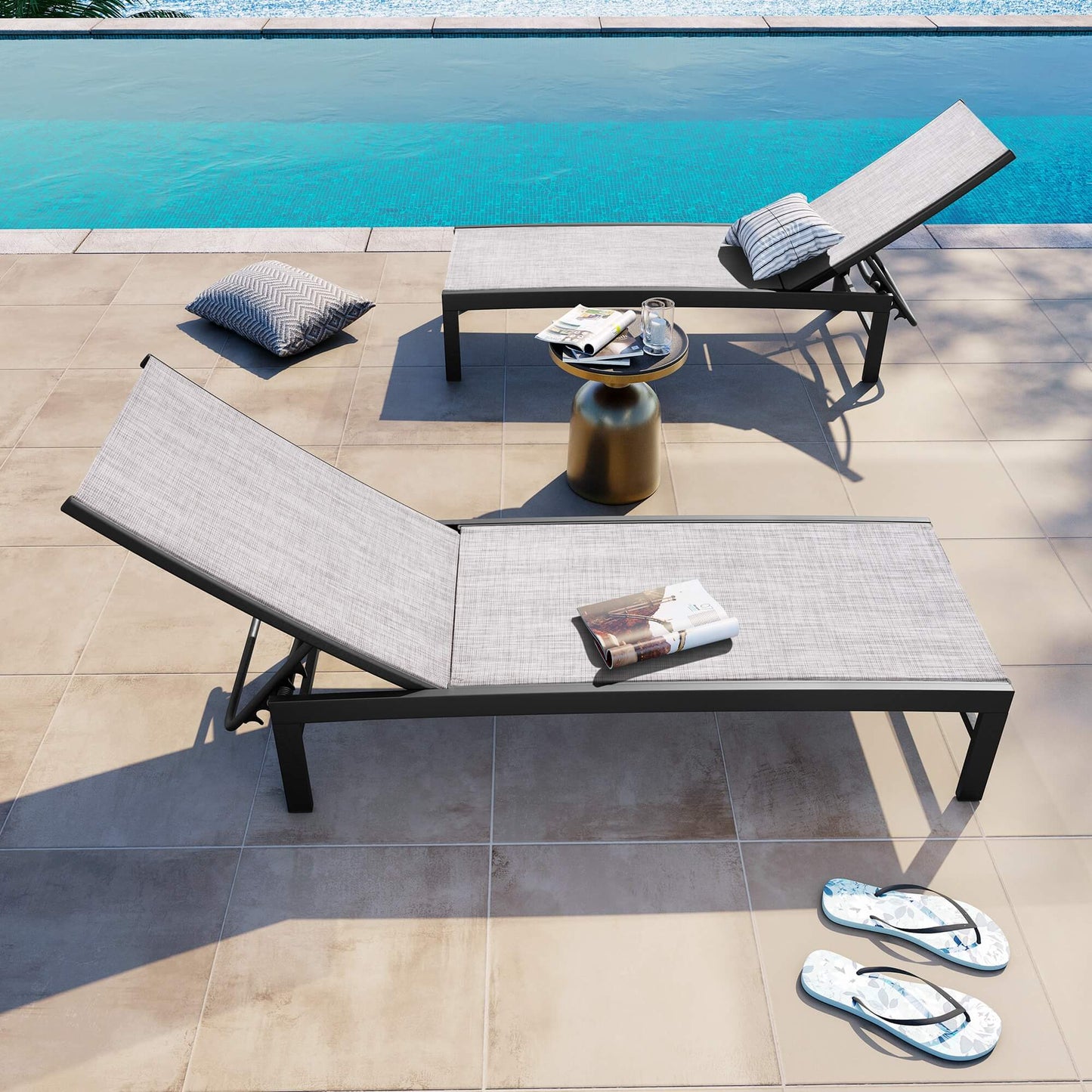 Aluminum/Steel Adjustable Outdoor Chaise Lounge Chair
