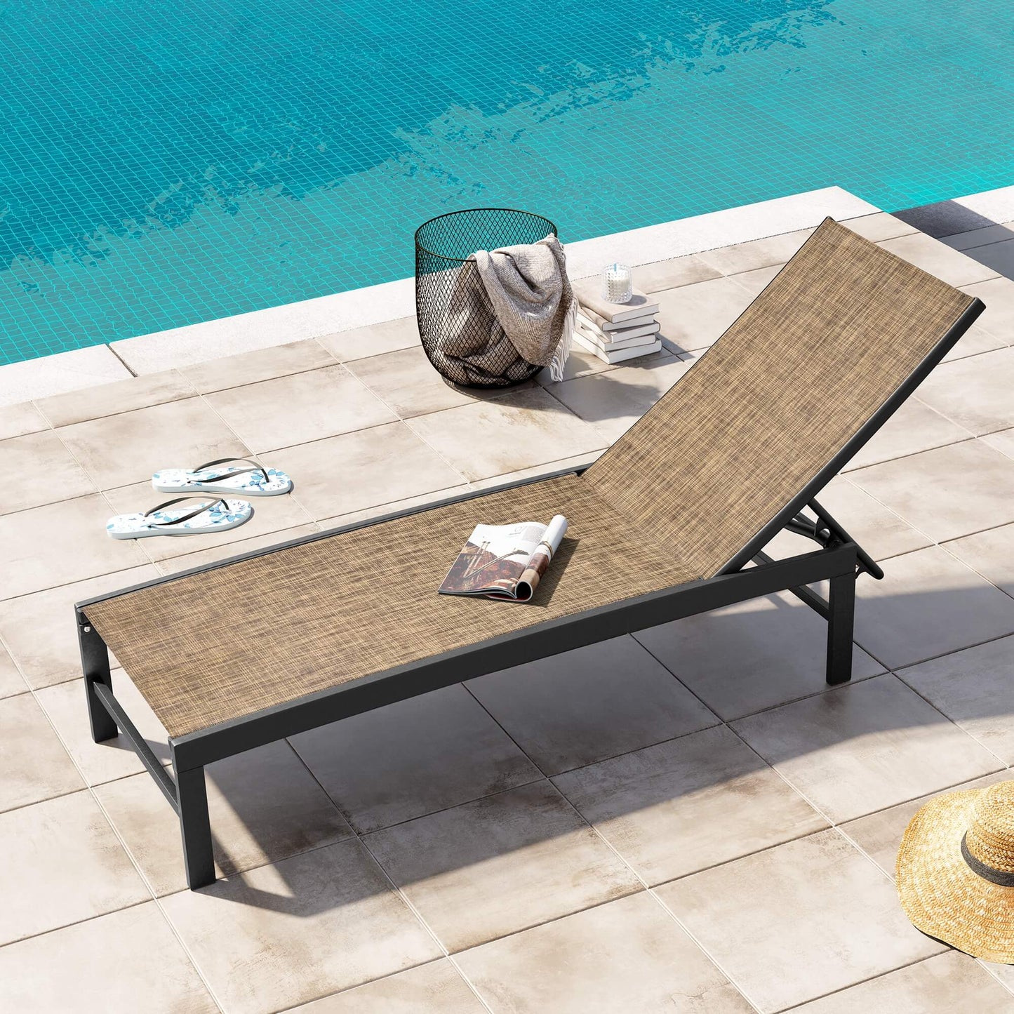 Aluminum/Steel Adjustable Outdoor Chaise Lounge Chair