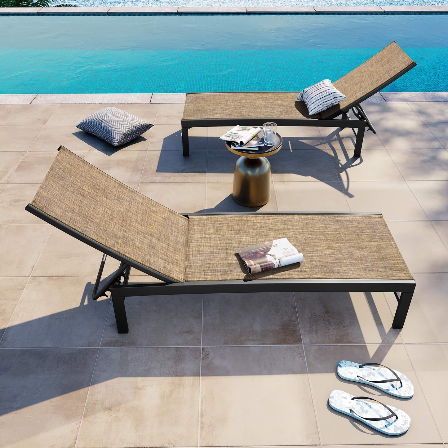 Aluminum/Steel Adjustable Outdoor Chaise Lounge Chair