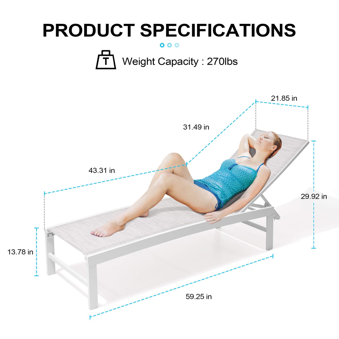 Aluminum/Steel Adjustable Outdoor Chaise Lounge Chair