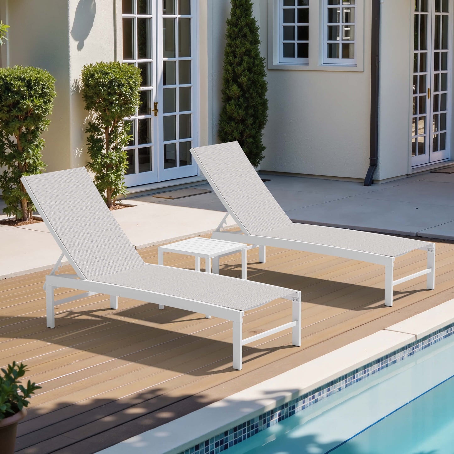 Aluminum/Steel Adjustable Outdoor Chaise Lounge Chair