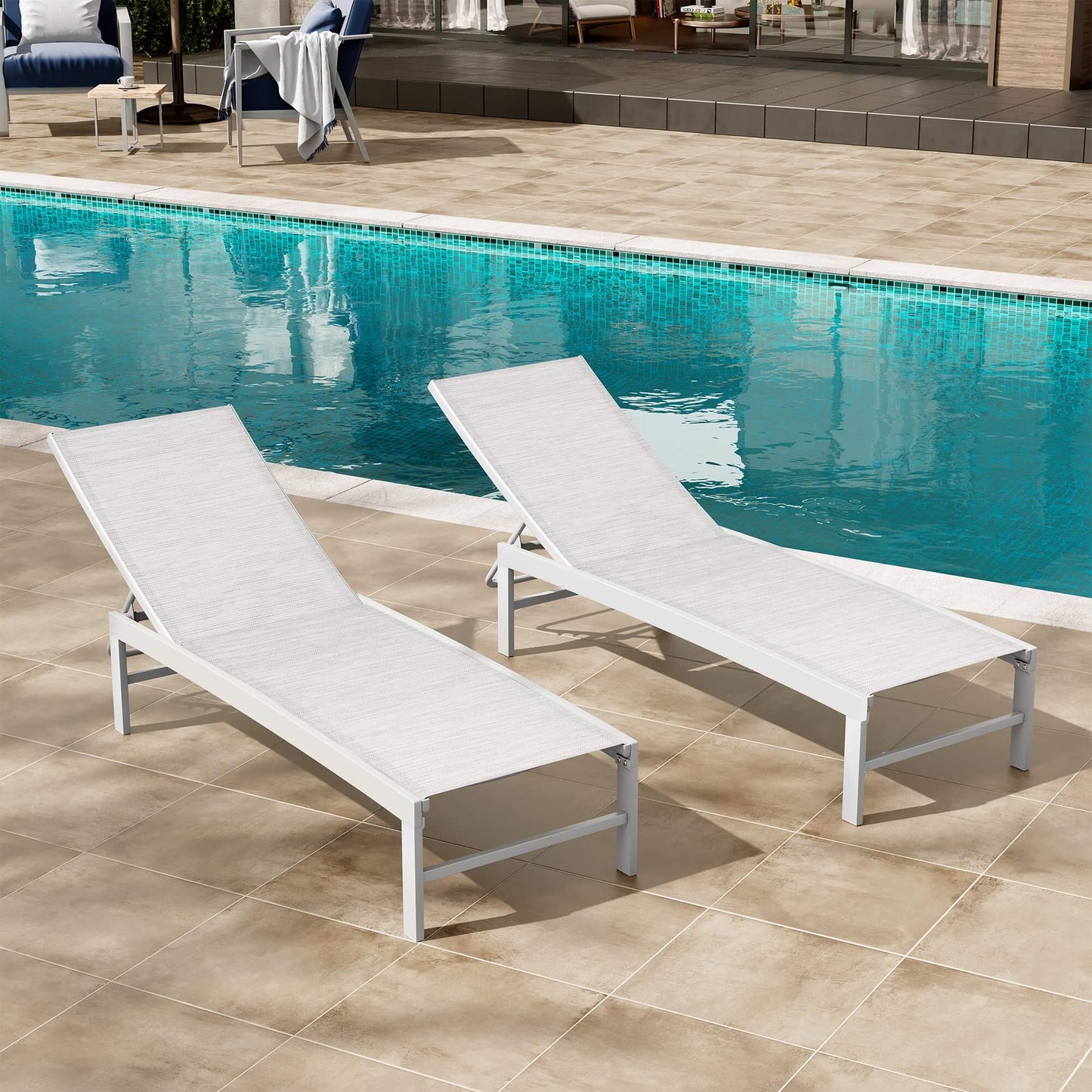 Aluminum/Steel Adjustable Outdoor Chaise Lounge Chair
