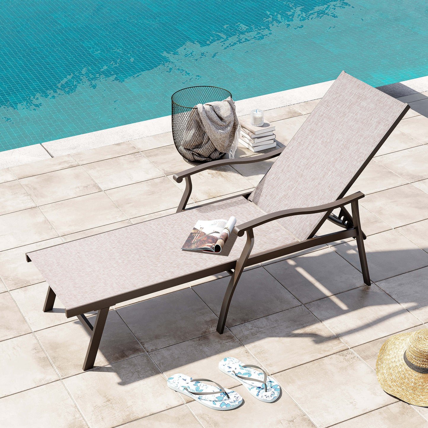 Aluminum Outdoor Adjustable Chaise Lounge Chair