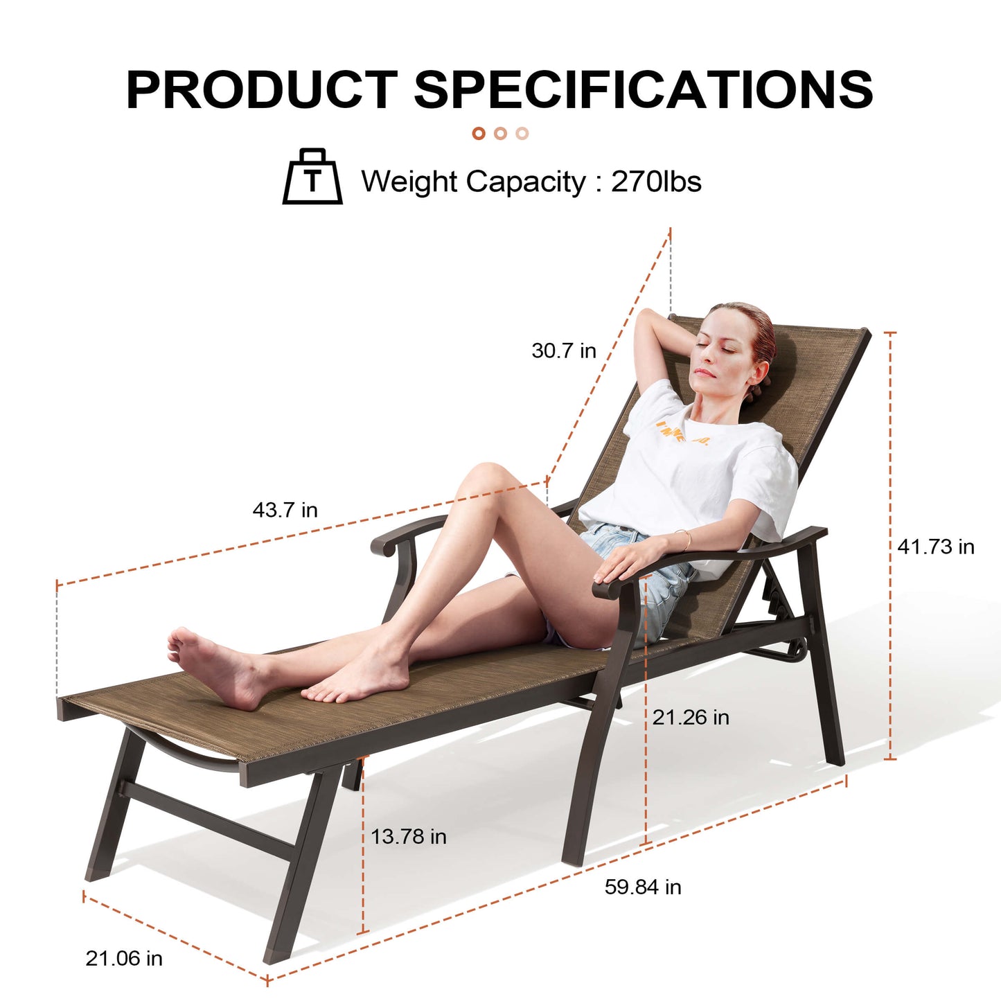Aluminum Outdoor Adjustable Chaise Lounge Chair
